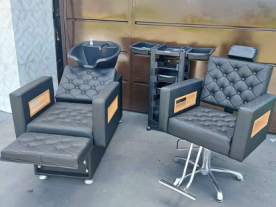 Kit de salão lavatório e cadeira de luxo + carrinho auxiliar Dompel